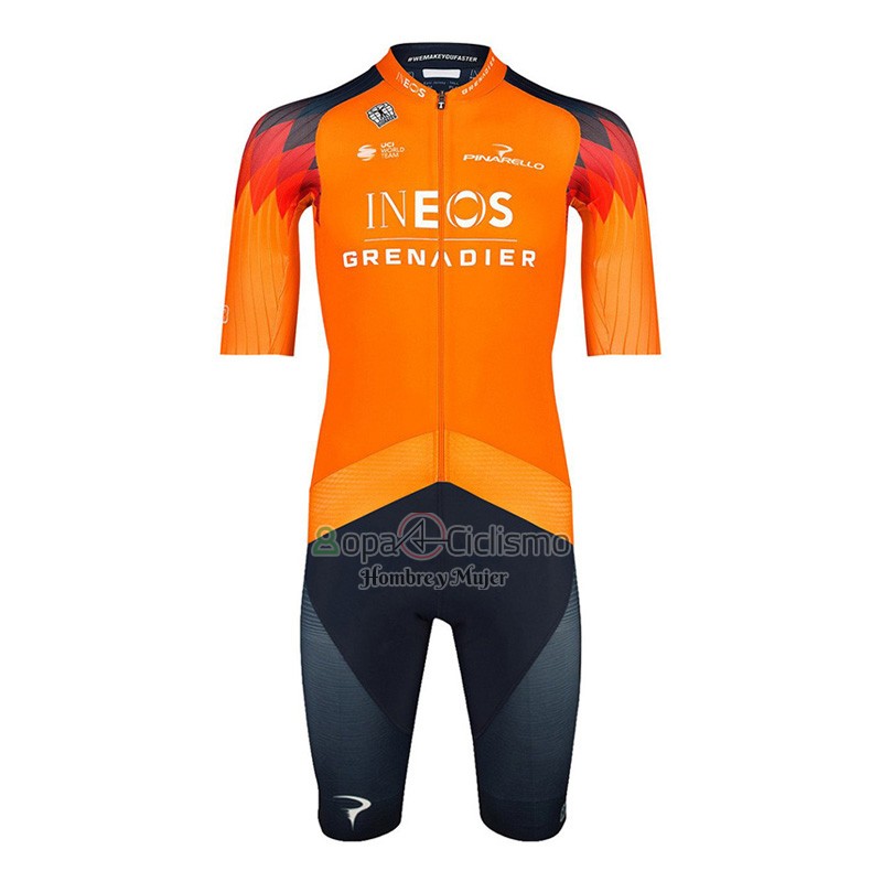 Ineos Grenadiers Ropa Ciclismo Culotte Corto 2023 Mangas Cortas Naranja